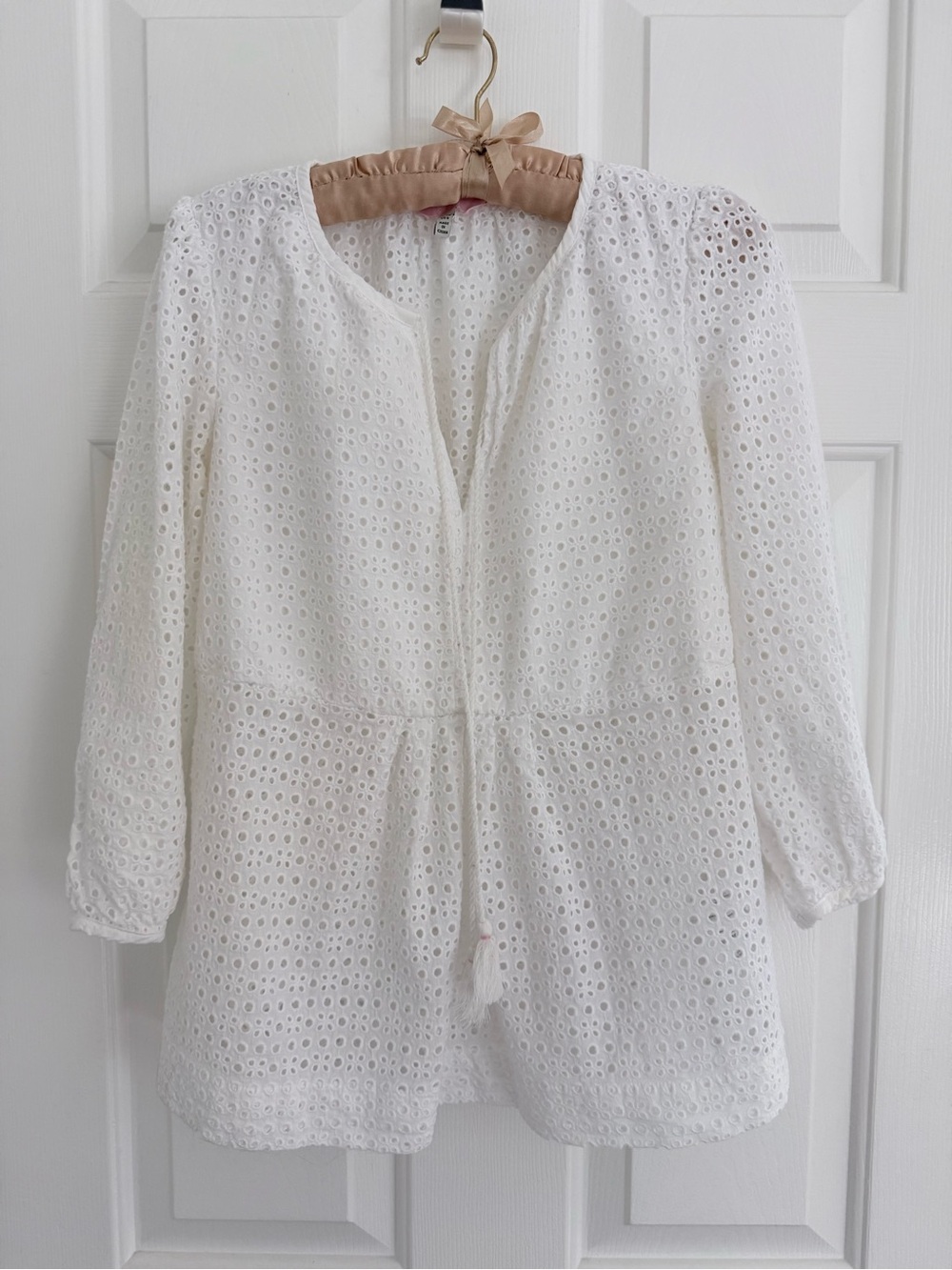 Joules White Eyelet Peasant Blouse